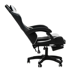 Кресло 1206 KINGQUEEN цвет черный/белый с массажем 1206-black-white-mass