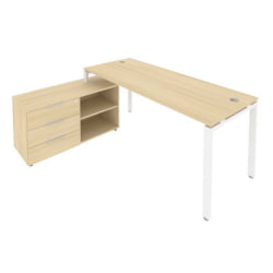 Рабочая станция на П-образном м/к с опорной тумбой левая Метал Сйстем БП.РС-СТС-2.5 Л Акация/Белый / Metal System