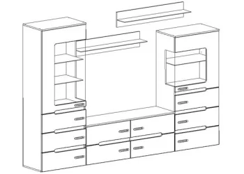 Стенка-горка в гостиную Виго со шкафом Венге Белый глянец