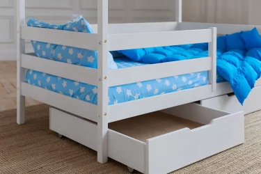 Кровать-домик белый с ящиками