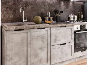 Кухонный гарнитур Джамис №1 Белый кашмир Белый камень