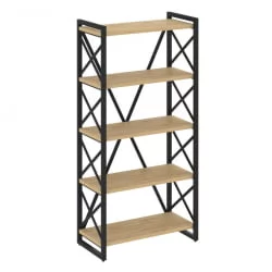 Стеллаж на регулируемых опорах - 5 полок ЛОФТ ВР.Л-МСТ.О-5.8 Металл черный Тиквуд светлый / LOFT VR.L-MST.O-5.8