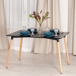 Стол JOHN (mod. T1001) МДФ/дерево, 80 х 120 х 75 см , Black (черный)/ Natural (натуральный)