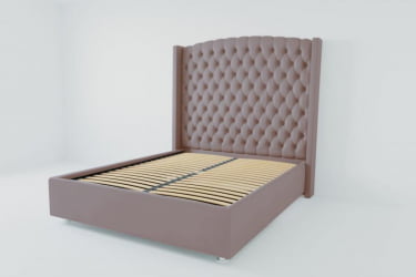 Мягкая интерьерная кровать &куот;Берлин Люкс&куот; с ортопедическими латами (металл) Материал фасада: Велюр; Спальное место: 900х2000 мм; Цвет фасада: Темно серый; Цвет корпуса: Темно серый / "Берлин Люкс"