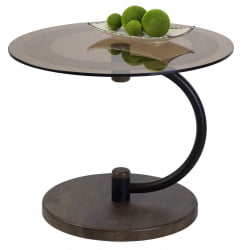 Стол журнальный Дуэт 13Н Черный, дуб маррон / стекло тонированное