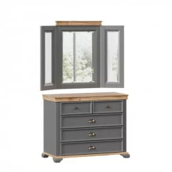Комод с 5 ящиками с распашным зеркалом Амели Оникс серый
