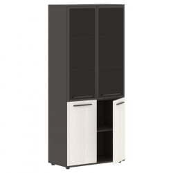 Шкаф комбинированный  с дверьми в металлической раме ЕДИС ЕХCС 85.7 Ясень Траун Мокко Мокко / EDIS EHCS