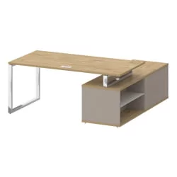 Стол руководителя с опорной греденцией , левый SHIFT SK.SRG-180 (L) Тиквуд Светлый/Капучино