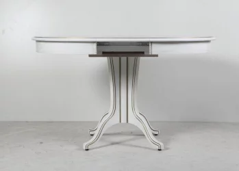 Стол из массива дерева Орион-5 (d1000) тон 1 с золотой патиной