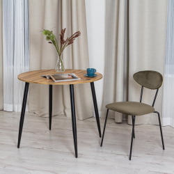 Круглый стол URANUS ЛДСП/металл, 90x90x77 см, Дуб вотан/Черный