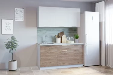 Гарнитур кухонный 1600 (врезная мойка) белый грунт/ель карпатская