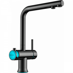 Смеситель Omoikiri Hotaru-B Латунь/Вороненая Сталь/Голубой