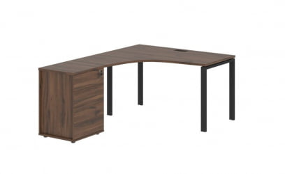 Стол эргономичный с тумбой левый EDIS EUCET 1318 L Дуб Денвер темный Черный