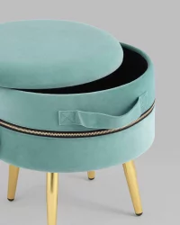 Пуф Тильда с ящиком велюр Мятный