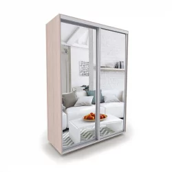 Современный шкаф-купе с зеркалом Акцент-Сим З 1600х600  Ясень шимо светлый