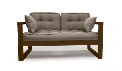 Диван с деревянными ножками двухместный DEmoku Д-2 бежевый_темный дуб