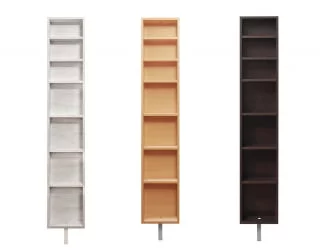 Узкий шкаф в прихожую в белом глянцевом стекле Зум Шелф Венге