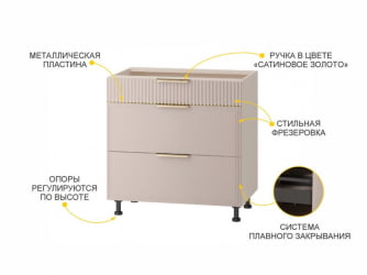 Напольный шкаф (3 ящика с системой плавного закрывания) Флоренция 107.92