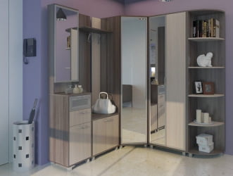 Шкаф угловой с зеркалом Модуль 8 Ясень шимо темн/Ясень шимо св.