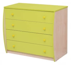 Комод с 4-мя ящиками Юниор-11.3 Дуб молочный/Ярко-розовый