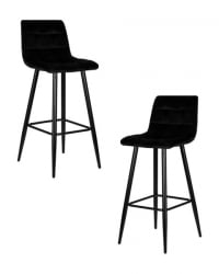 Стул барный ДОБРИН НИCОЛЕ (черные матовые ножки, черный велюр (108-77)) 2 шт / DOBRIN NICOLE
