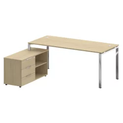 Стол рабочий руководителя с опорной тумбой левый METAL SYSTEM DIRECT БГ.СРТ-5.8 Л Акация Лорка