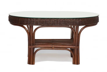 Комплект для отдыха ANDREA (диван + 2 кресла + журн. столик со стеклом + подушки) Pecan Washed (античн. орех), Ткань рубчик, цвет кремовый