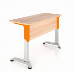 Парта двухместная Де Гласси Н (рост 3-5)  ЛДСП Бук/ Металл Серый+Оранжевый