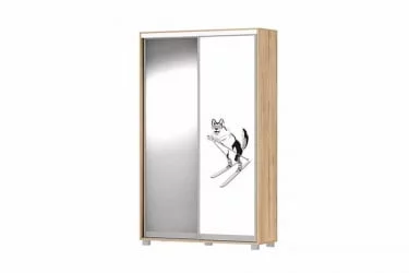 Шкаф-купе с фотопечатью Хаски 23 Дуб Ирландский Белый