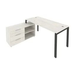 Рабочая станция на П-образном м/к с опорной тумбой левая Метал Сйстем Б.РС-СТС-2.4 Л Наварра/Антрацит / Metal System