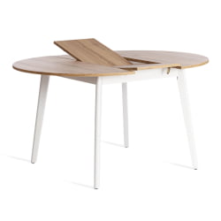 Раздвижной овальный стол SVELTO ЛДСП, опора-массив березы, 105 х 105 (140) х 74.5 см, Дуб Вотан/белый