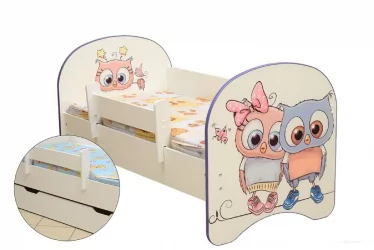 Кровать детская с фотопечатью с 1 ящиком 700*1400 Совята
