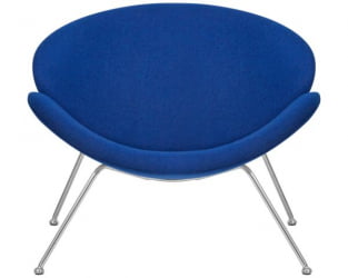 Кресло дизайнерское ДОБРИН ЕМИЛЙ (синяя ткань АФ6, хромированная сталь) 2 шт / DOBRIN EMILY AF6,