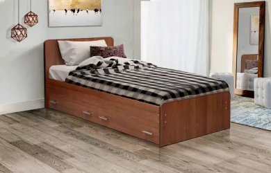 Односпальная кровать с ящиком с ящиками на уголках №5 ЛДСП 800*1900 Вишня Оксфорд