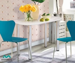 Стол обеденный 1100*600 овальный на металлических опорах Дуб беленый