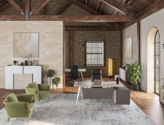 Стол руководителя на опорной тумбе правый Сирио СР.101.ДН.ВФ.Р Дуб Тоскана Вольфрам / Sirio SR.101.DN.WF.R