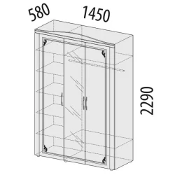 Шкаф трехдверный с зеркалом Версаль 99.12 Сосна Астрид Ваниль