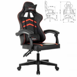 Кресло компьютерное BRABIX Shooter GM-123, 2 подушки, экокожа, черное/красное