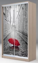 Шкаф-купе с фотопечатью Хит-24-14-77 Париж Ясень шимо светлый