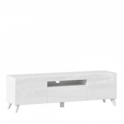 ТВ тумба Бруклин 1500 с опорами Белый глянец
