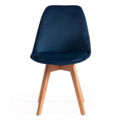 Стул ТУЛИП СОФТ (мод. 74) вельвет/дерево , 54 х 47 х 83 см , синий (ХЛР 63)/натуральный / TULIP SOFT (mod. (HLR