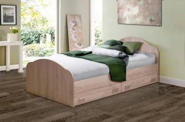 Кровать с ящиком с ящиками на уголках №1 ЛДСП 1200*2000 Ясень Анкор темный