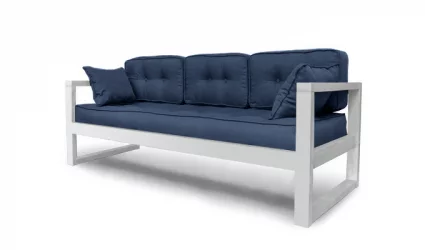 Диван с деревянными ножками трехместный DEmoku Д-3 небесно-голубой_белый