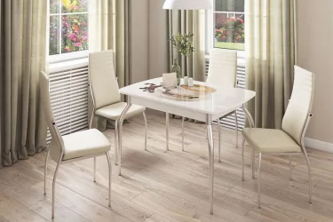 Раздвижной овальный стол Танго Белый