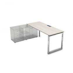 Стол рабочий, прямолинейный три опоры, левый ГЛОСС ЛИНЕ НСТЛ-О.996 Иворй / GLOSS LINE Ivory