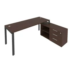Рабочая станция на П-образном м/к с опорной тумбой правая Метал Сйстем Б.РС-СТС-2.5 Пр Венге/Антрацит / Metal System