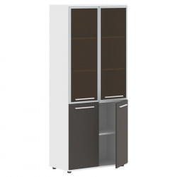 Шкаф комбинированный  с дверьми в металлической раме ЕДИС ЕХCС 85.7 Мокко Белый Белый / EDIS EHCS