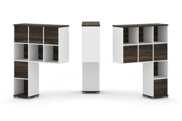 Надставка на стол высокая двухсторонняя + задняя стенка (8 шт.) CОНCЕПТ CН.ДНВ-005 Дуб Мали Белый бриллиант Белый металл / CONCEPT CN.DNV-005