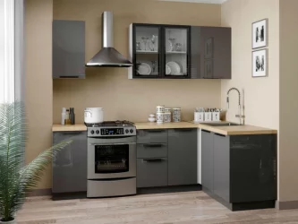 Кухонный гарнитур Герда №1 Белый/Антрацит глянец