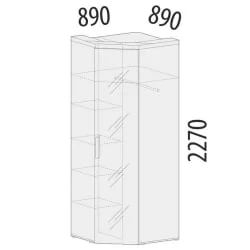 Шкаф угловой лев/прав с зеркалом Кашемир 900.09 Дуб Кронберг